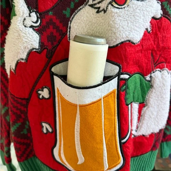 Target 33 Degrees Festive Santa Crewneck Sweater - Red and Green - Picture 6 of 9